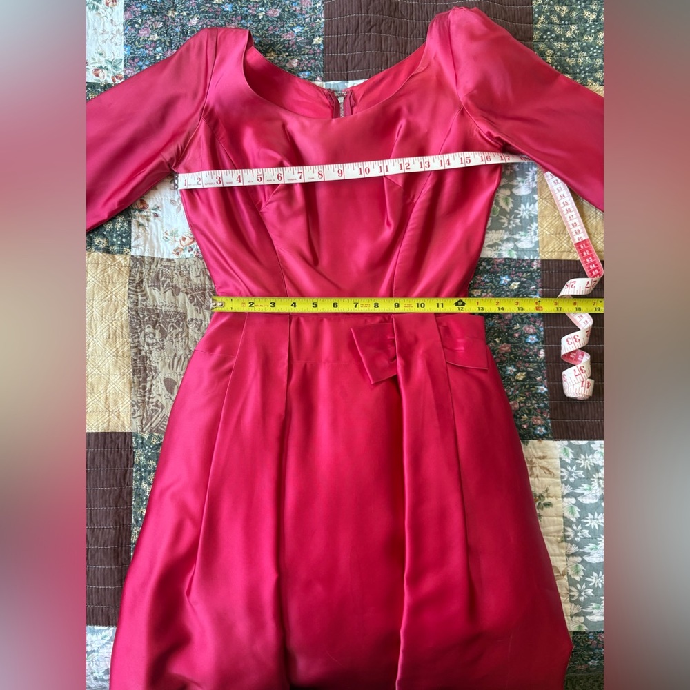 Vintage 50s Coral Pink Satin Suzy Perrette Style Bombshell Dress & Designer Hat - Picture 7 of 14